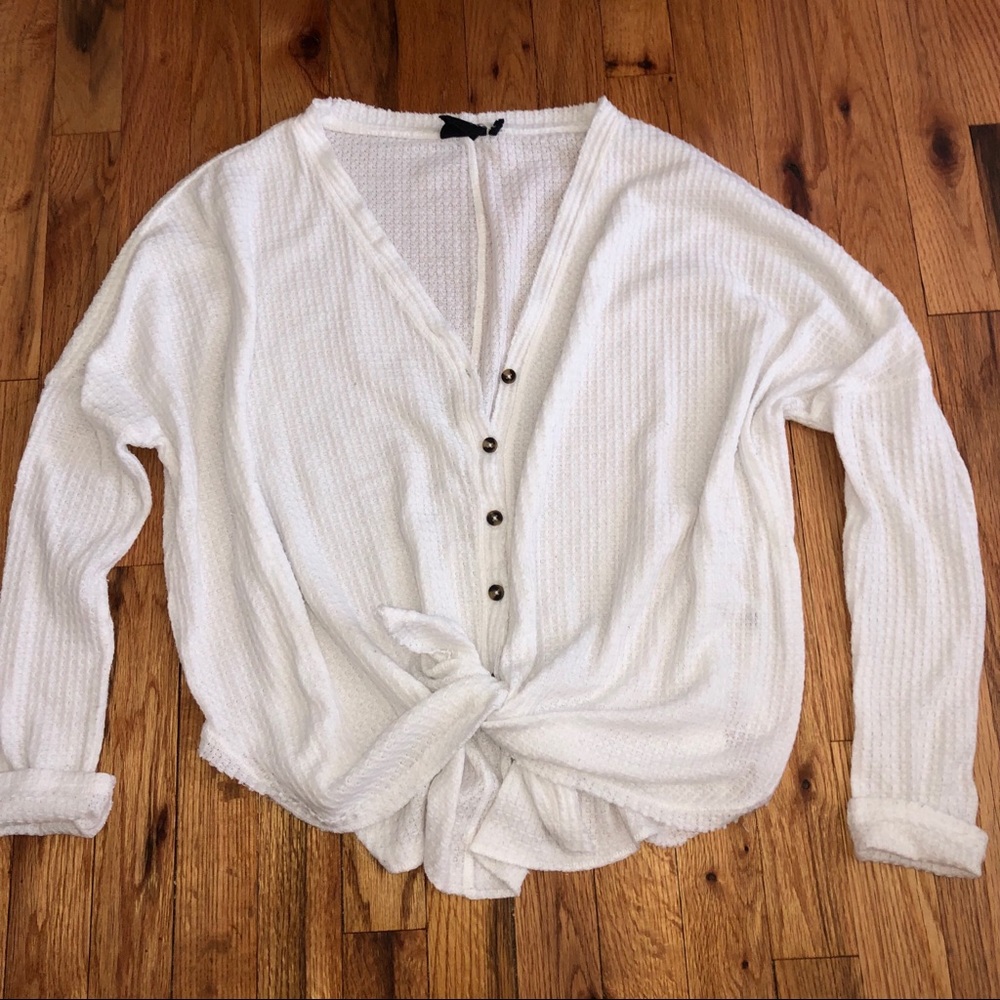 White Thermal Button Down - Out From Under